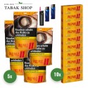 Pall Mall Allround Tabak Super (5 x 145g) + 2.000 Pall Mall Xtra Hülsen + 1 Sturmfeuerzeug + 2 Feuerzeuge