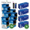 L&M Blau Tabak (10 x 39g) + 1.000 Hülsen (wählbar) + 1 Sturmfeuerzeug + 1 Feuerzeug