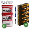 Mark 1 Tabak (2 x 320g) + 1.000 Hülsen (wählbar) + 2 Feuerzeuge + 1 Sturmfeuerzeug