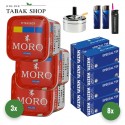 Moro Tabak Titan Box (3 x 325g) + 2.000  Hülsen + 1 Sturmfeuerzeug + 2 Feuerzeuge + 1 Drehascher 9cm