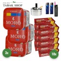 Moro Tabak Titan Box (3 x 325g) + 2.000  Hülsen + 1 Sturmfeuerzeug + 2 Feuerzeuge + 1 Drehascher 9cm