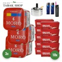 Moro Tabak Titan Box (3 x 325g) + 2.000  Hülsen + 1 Sturmfeuerzeug + 2 Feuerzeuge + 1 Drehascher 9cm
