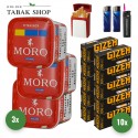 Moro Tabak Titan Box (3 x 325g) + 2.000 Hülsen + 1 Sturmfeuerzeug + 2 Feuerzeuge + 1 Gizeh Etui