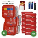 Moro Tabak Titan Box (3 x 325g) + 2.000 Hülsen + 1 Sturmfeuerzeug + 2 Feuerzeuge + 1 Gizeh Etui