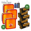 Pall Mall Allround Tabak Mega (4 x 125g) + 1.000 Hülsen (wählbar) + 1 Sturmfeuerzeug + 2 Feuerzeuge