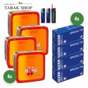 Pall Mall Allround Tabak Mega (4 x 125g) + 1.000 Hülsen (wählbar) + 1 Sturmfeuerzeug + 2 Feuerzeuge