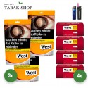 West Yellow Volumen Tabak (3 x 155g) + 1.000 Hülsen + 1 Feuerzeug + 1 Sturmfeuerzeug