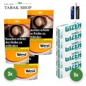 West Yellow Volumen Tabak (3 x 155g) + 1.000 Hülsen + 1 Feuerzeug + 1 Sturmfeuerzeug