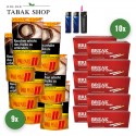 Pall Mall Allround Red Tabak Giga (9 x 104g) + 2.000 Hülsen (wählbar) + 1 Sturmfeuerzeug + 2 Feuerzeuge