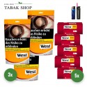 West Yellow Volumen Tabak (3 x 155g) + 1.000 Hülsen + 1 Feuerzeug + 1 Sturmfeuerzeug