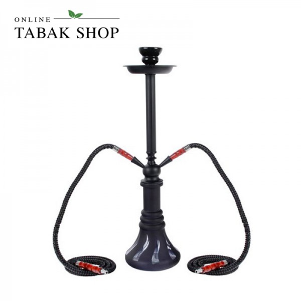 Shisha "Devil" in Schwarz mit 2 Schläuchen, 57 cm