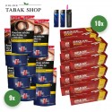 Pall Mall Red Tabak Giga (9 x 104g) + 2.000 Hülsen (wählbar) + 1 Sturmfeuerzeug + 2 Feuerzeuge