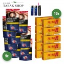 Pall Mall Red Tabak Giga (9 x 104g) + 2.000 Hülsen (wählbar) + 1 Sturmfeuerzeug + 2 Feuerzeuge