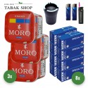 Moro Tabak Titan Box (3 x 325g) + 2.000  Hülsen + 1 Sturmfeuerzeug + 2 Feuerzeuge + 1 KFZ-Aschenbecher