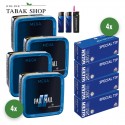 Pall Mall Blue Tabak Mega (4 x 125g) + 1.000 Hülsen (wählbar) + 1 Sturmfeuerzeug + 2 Feuerzeuge