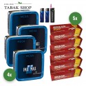 Pall Mall Blue Tabak Mega (4 x 125g) + 1.000 Hülsen (wählbar) + 1 Sturmfeuerzeug + 2 Feuerzeuge
