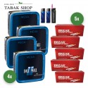 Pall Mall Blue Tabak Mega (4 x 125g) + 1.000 Hülsen (wählbar) + 1 Sturmfeuerzeug + 2 Feuerzeuge