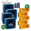 Pall Mall Blue Tabak Mega (4 x 125g) + 1.000 Hülsen (wählbar) + 1 Sturmfeuerzeug + 2 Feuerzeuge