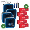 Pall Mall Blue Tabak Mega (4 x 125g) + 1.000 Hülsen (wählbar) + 1 Sturmfeuerzeug + 2 Feuerzeuge