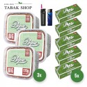 Pepe Bright Green Volumentabak (3 x 170g) + 1.000 Hülsen (wählbar) + 1 Sturmfeuerzeug + 1 Feuerzeug
