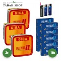 Pall Mall Volumentabak (3 x 263g) + 2.000 Hülsen (wählbar) + 1 Sturmfeuerzeug + 2 Feuerzeuge