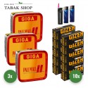 Pall Mall Volumentabak (3 x 263g) + 2.000 Hülsen (wählbar) + 1 Sturmfeuerzeug + 2 Feuerzeuge