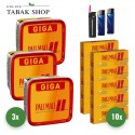 Pall Mall Volumentabak (3 x 263g) + 2.000 Hülsen (wählbar) + 1 Sturmfeuerzeug + 2 Feuerzeuge