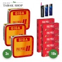 Pall Mall Volumentabak (3 x 263g) + 2.000 Hülsen (wählbar) + 1 Sturmfeuerzeug + 2 Feuerzeuge