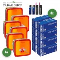 Pall Mall Allround Red Tabak Mega (6 x 125g) + 2.000 Hülsen (wählbar) + 2 Sturmfeuerzeuge + 2 Feuerzeuge