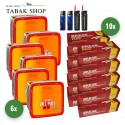 Pall Mall Allround Red Tabak Mega (6 x 125g) + 2.000 Hülsen (wählbar) + 2 Sturmfeuerzeuge + 2 Feuerzeuge