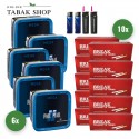 Pall Mall Blue Tabak Mega (6 x 125g) + 2.000 Hülsen (wählbar) + 2 Sturmfeuerzeuge + 2 Feuerzeuge