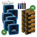 Pall Mall Blue Tabak Mega (6 x 125g) + 2.000 Hülsen (wählbar) + 2 Sturmfeuerzeuge + 2 Feuerzeuge