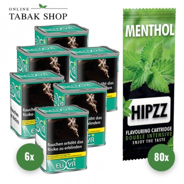 Elixyr Plus Tabak (6 x 102g) + 80 Hipzz Menthol Karten