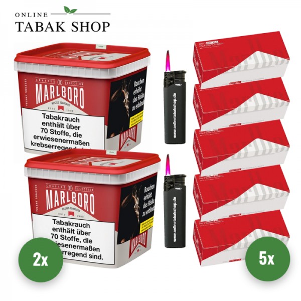 Marlboro Crafted Selection Volumentabak (2 x 180g) + 2 Sturmfeuerzeuge