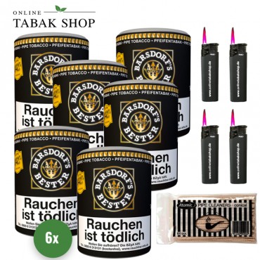 Barsdorf's Bester Vanilla Yellow (6 x 160g) + Pfeifenreiniger (80 - 100 Stück) + 4 Sturmfeuerzeuge
