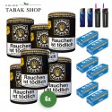 Barsdorf's Bester Vanilla Yellow (6 x 160g) + 1.200 OCB Blau Filterhülsen + 2 Sturmfeuerzeuge + 2 Feuerzeuge