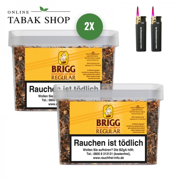 Brigg Regular Pfeifentabak (2x 350g) + 2x Sturmfeuerzeuge