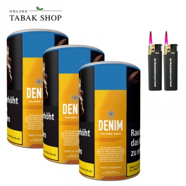 Denim Volumentabak (3 x 90g) + 2 Sturmfeuerzeuge