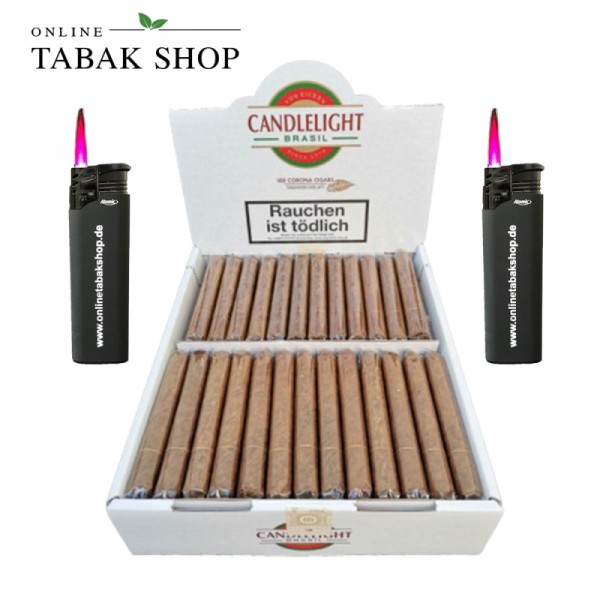Candlelight Corona Brasil Zigarren 100 Stück + 2 Sturmfeuerzeuge