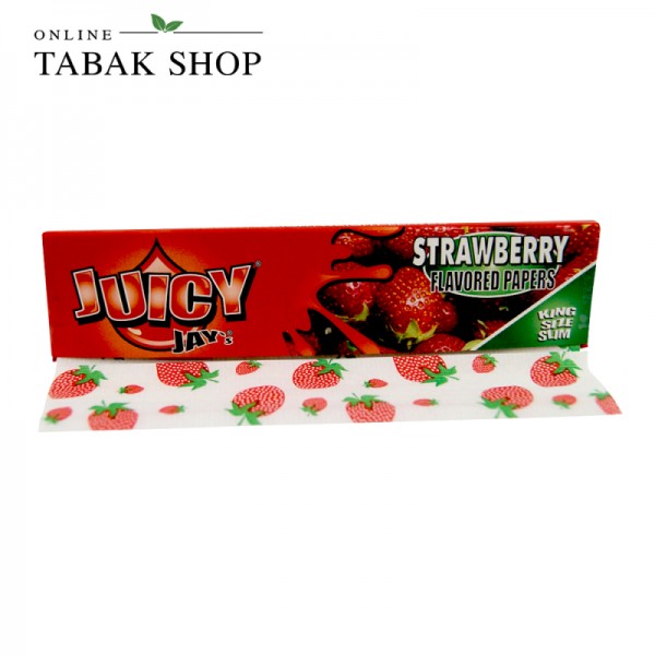 Juicy Jay`s Strawberry (Erdbeere) aromatisierte King Size Slim Blättchen (1x 32er)