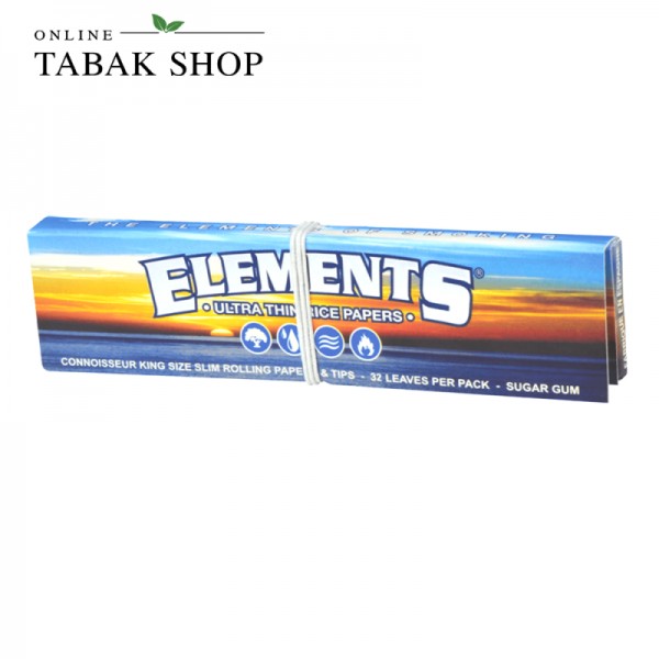 Elements Connoisseur King Size Slim Blättchen aus Reispapier + Tips (1x 32er)