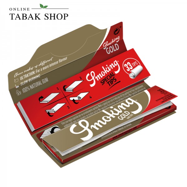 Smoking GOLD Ultra Thin Paper KING Size + TIPS 33er