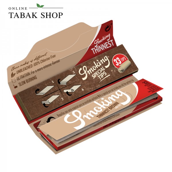 Smoking "Thinnest Brown" King Size + Tips 33er Blättchen