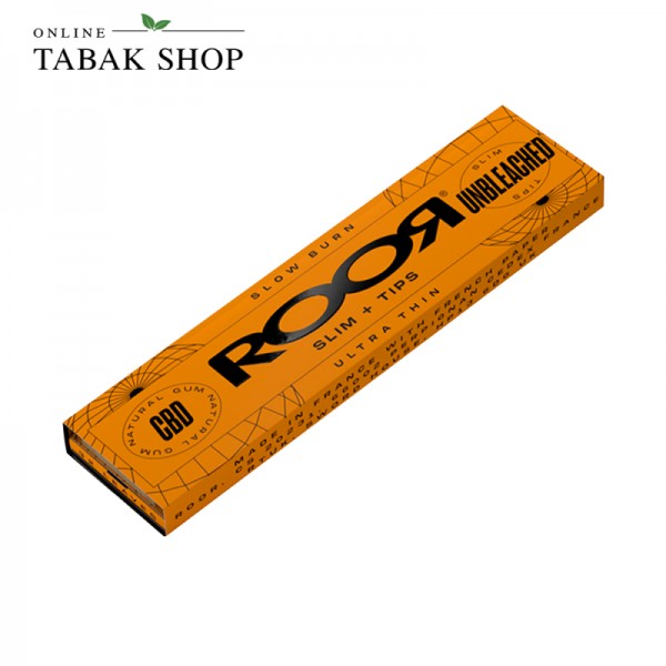 ROOR "Unbleached" Slim & Tips Rolling Papers / Blättchen CBD gummiert (1x 32er)