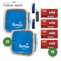 Burton Tabak Blue (2 x 270g) + 1.000 Hülsen (wählbar) + 2 Feuerzeuge + 1 Sturmfeuerzeug