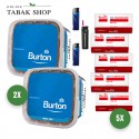 Burton Tabak Blue (2 x 270g) + 1.000 Hülsen (wählbar) + 2 Feuerzeuge + 1 Sturmfeuerzeug