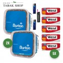 Burton Tabak Blue (2 x 270g) + 1.000 Hülsen (wählbar) + 2 Feuerzeuge + 1 Sturmfeuerzeug