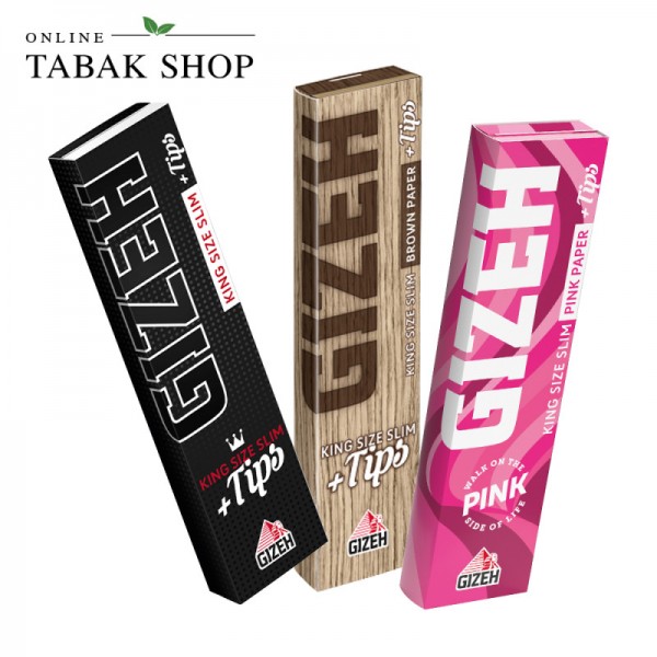 Gizeh King Size Slim + Tips 34er Packung (Wählen Sie Ihre Variante!)